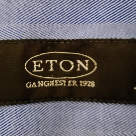 ETON of Sweden, NWOT,  French Blue, 16/41 100% Cotton Micro Herringbone - Picture 7 of 7